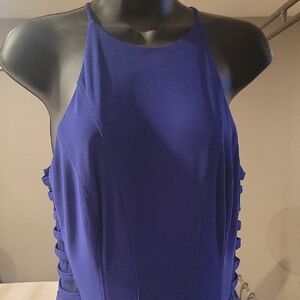 High-Neck Backless Dress in Deep Blue